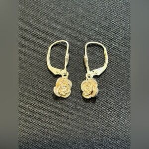 Sterling Silver 925 Vintage Rose Dangle Earrings